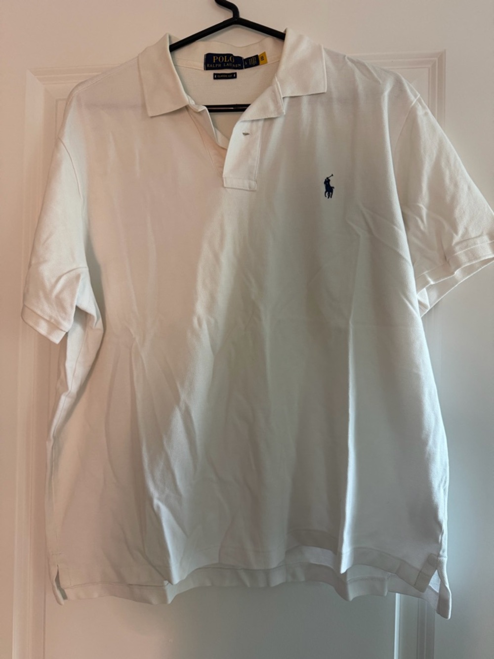 Ralph Lauren Men's White Polo with Navy Pony Logo
